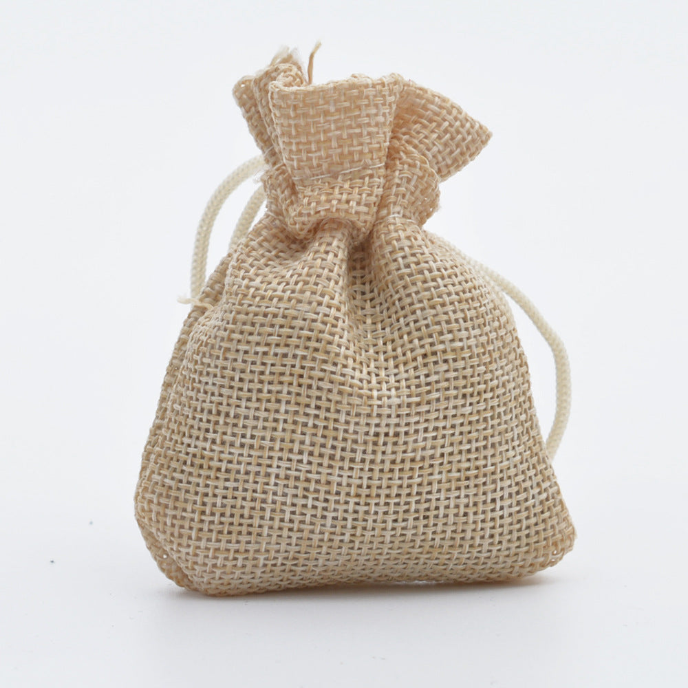 Drawstring Linen Jewelry Gift Bag Mini Rope Pouch Cloth Sets