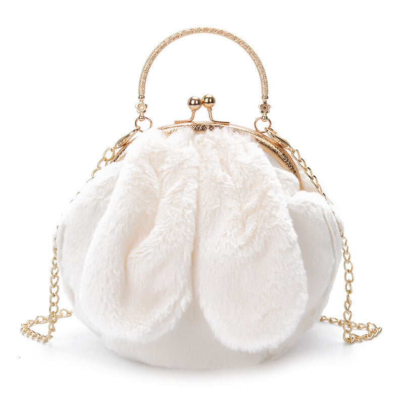 Plush Faux Fur Rabbit Ear Bag Cute Clip Shoulder Crossbody Style