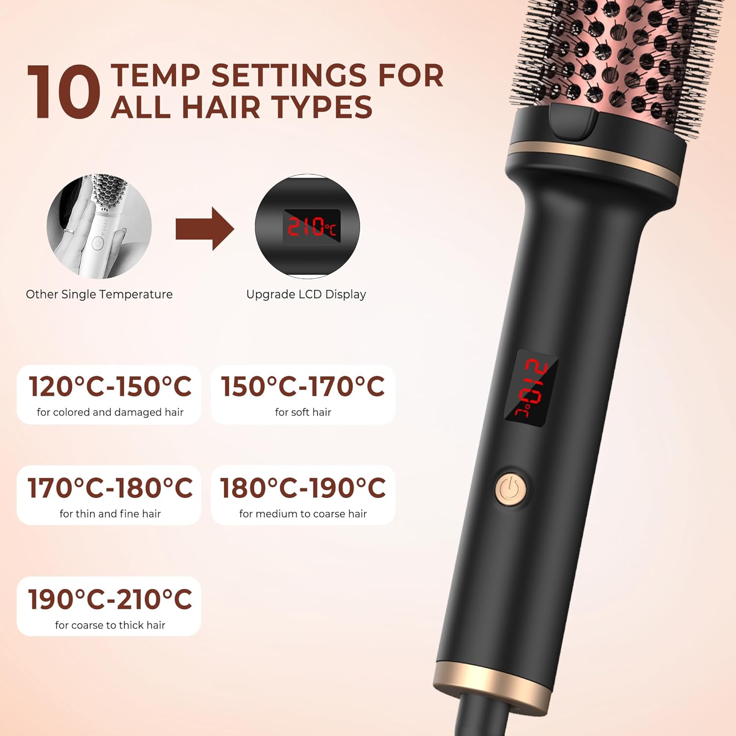 Professional Thermal Brush Curling Iron for Volume & Smooth Hair