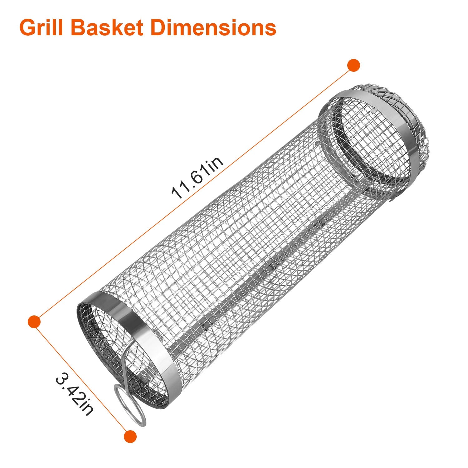 2Pcs Stainless Steel BBQ Rolling Grill Basket