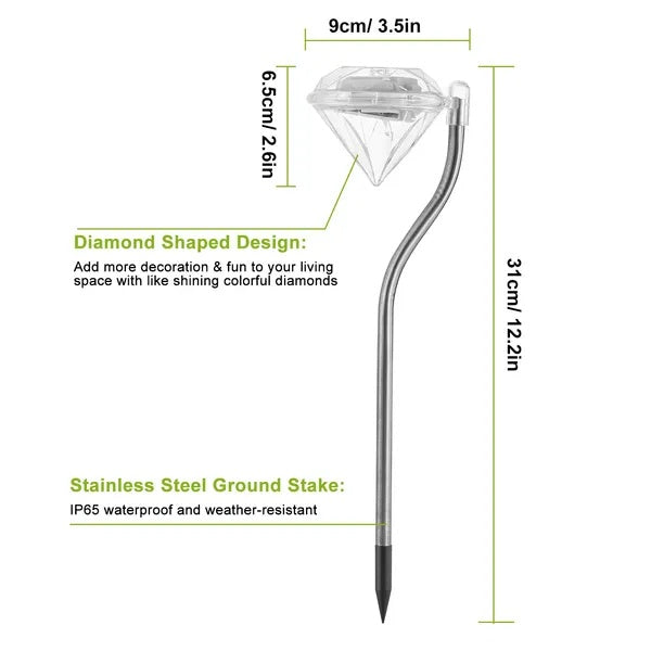 Premium Solar Diamond Garden Lights 7 Color Waterproof Set