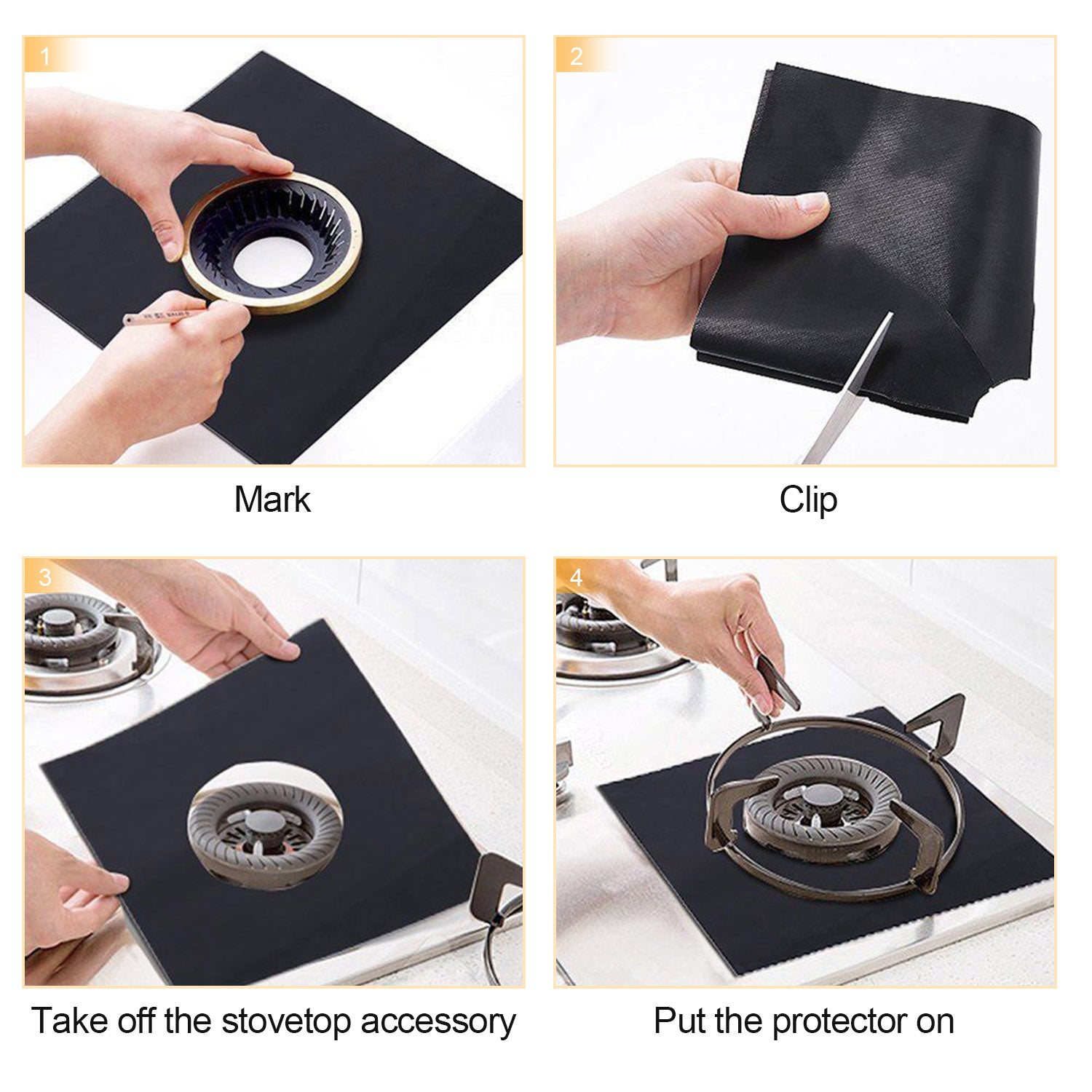4-Pack Nonstick Stovetop Burner Protector Liners Reusable