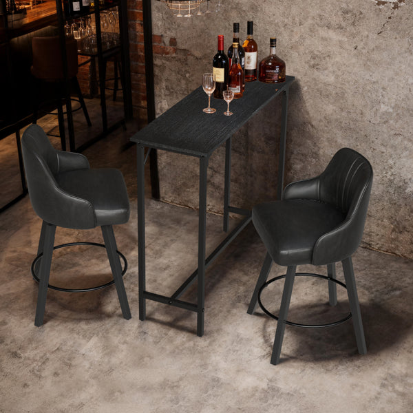 43-Inch Black Bar Table with Metal Frame & 209 Lbs Capacity