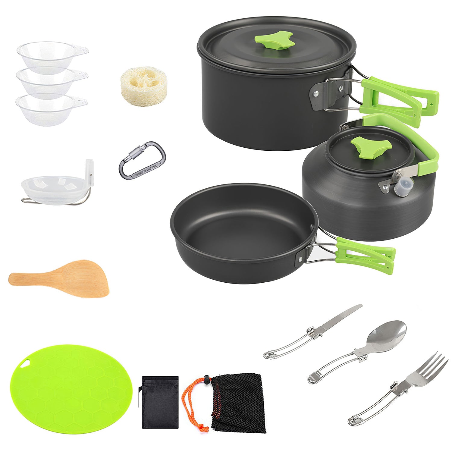 16Pcs Camping Cookware Set Portable Outdoor Cooking Kit Hiking Gear