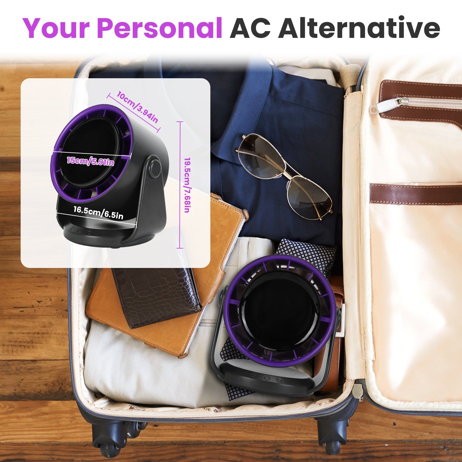 Rechargeable Desk Fan with 100 Speeds Wall Mount Design