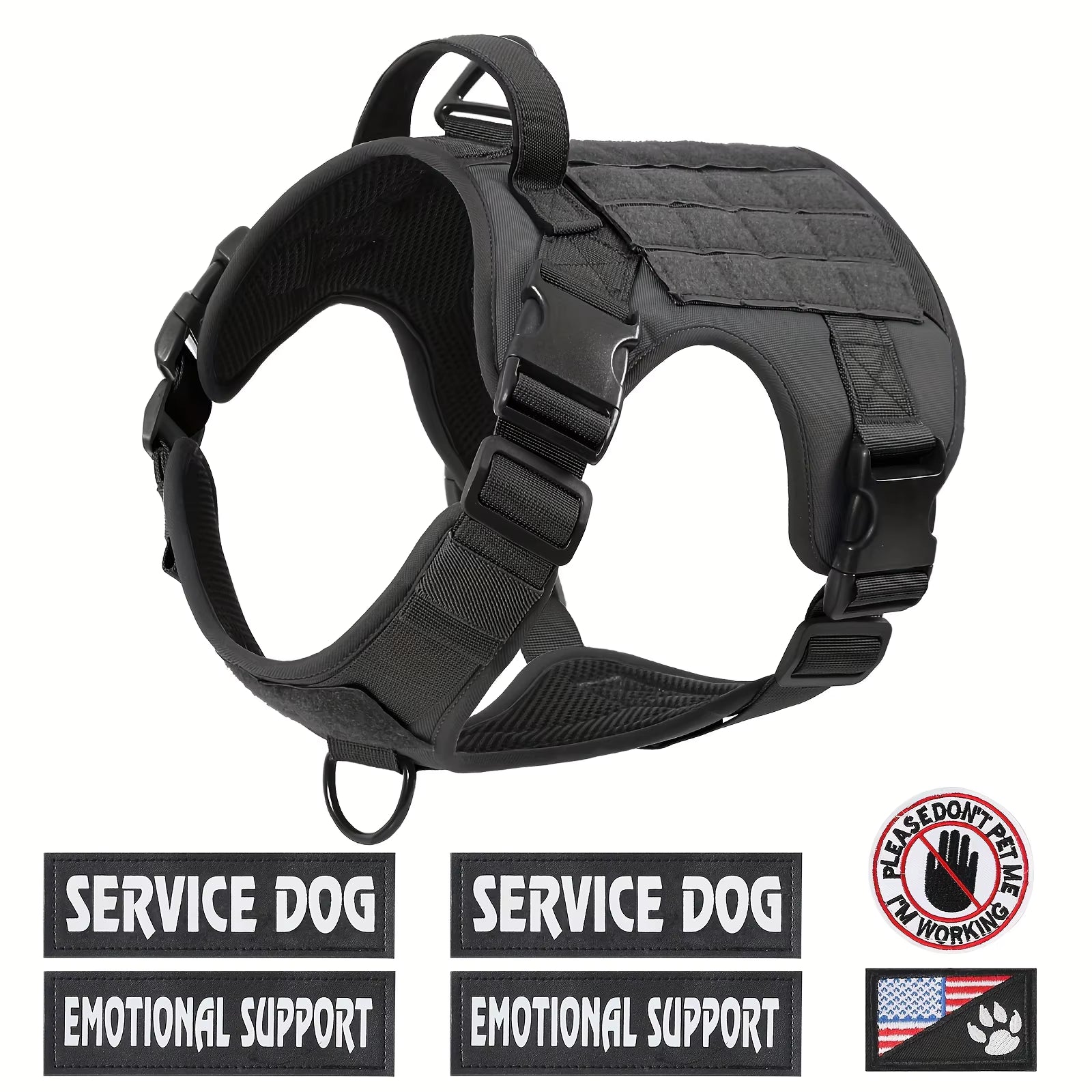 Premium Tactical Dog Harness Reflective Adjustable Service Vest