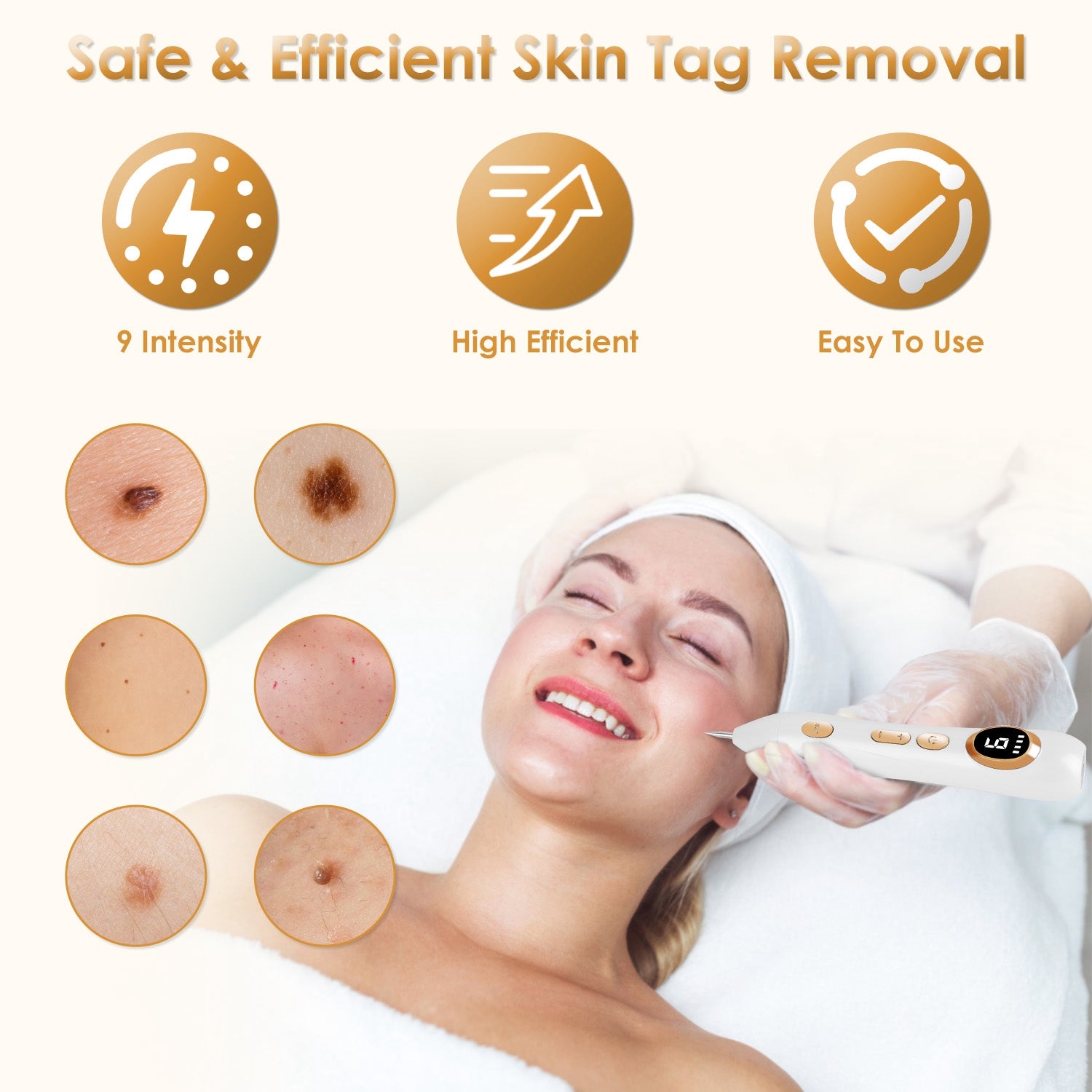 Portable Skin Tag Remover Pen with LED Light and 9 Intensity Gears