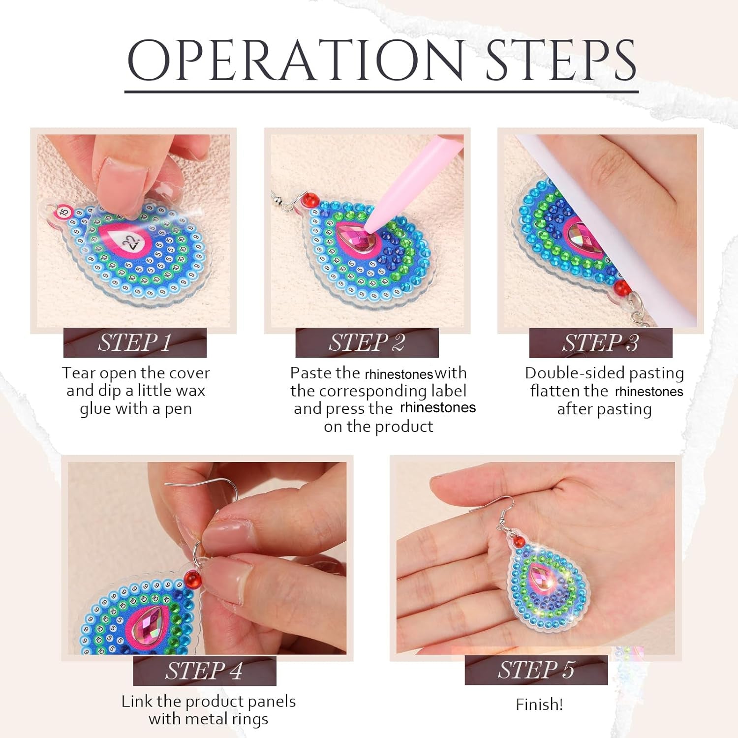 DIY Rhinestone Earrings Kit Creative Jewelry Making Set