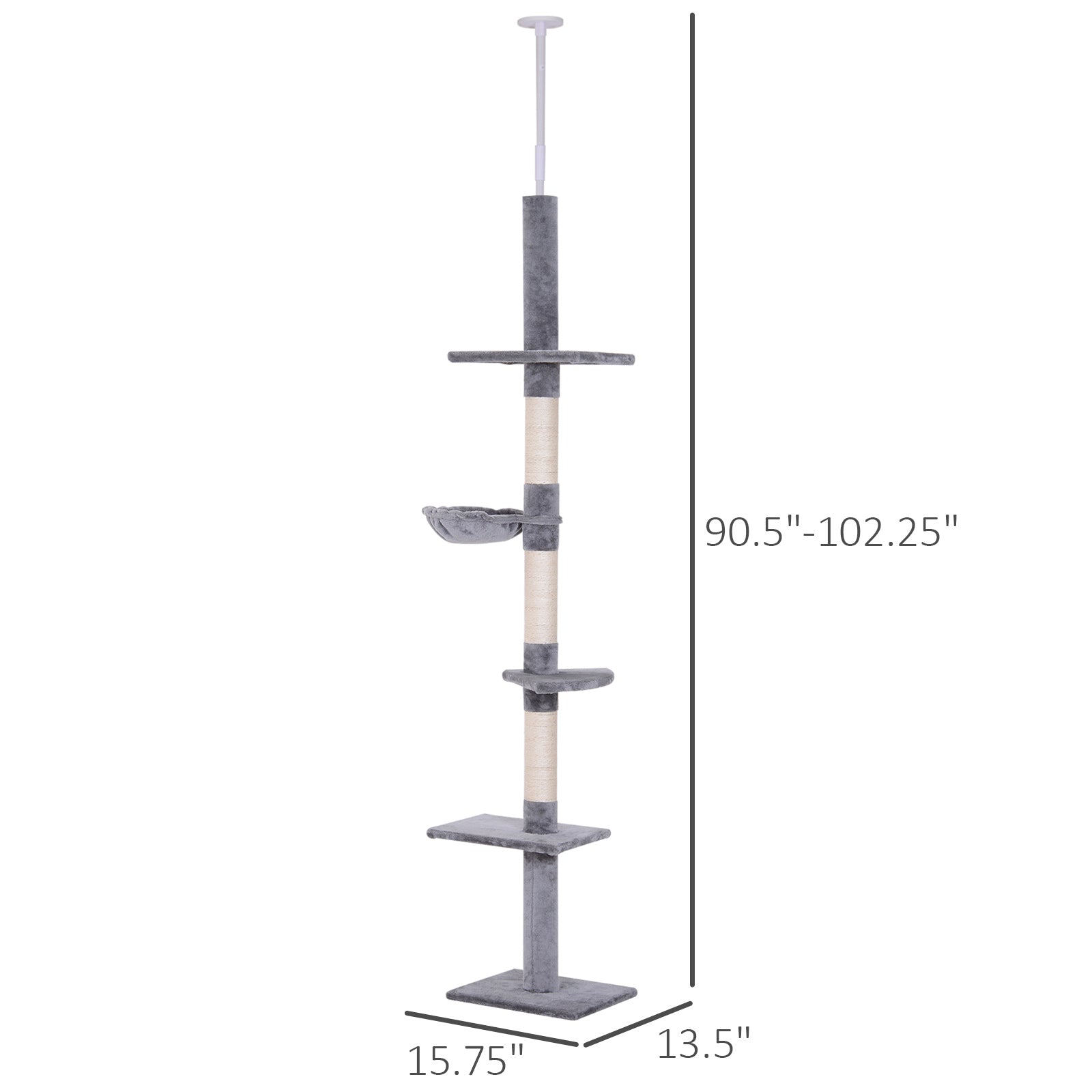Premium Adjustable Floor to Ceiling Cat Tree with Hammock