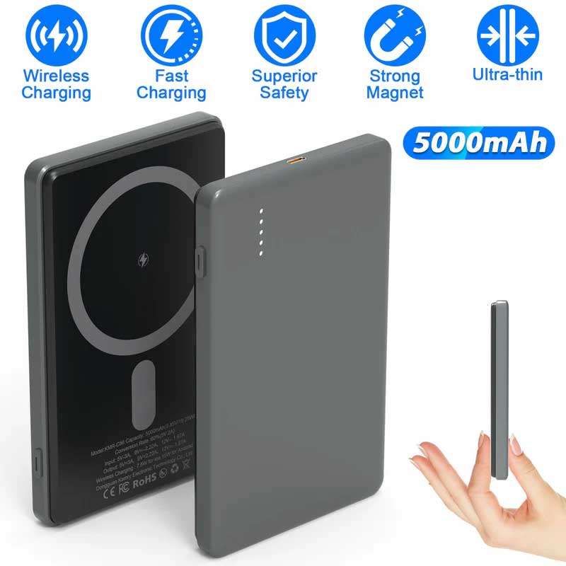 5000mAh Magnetic Wireless Power Bank Slim PD20W Charger