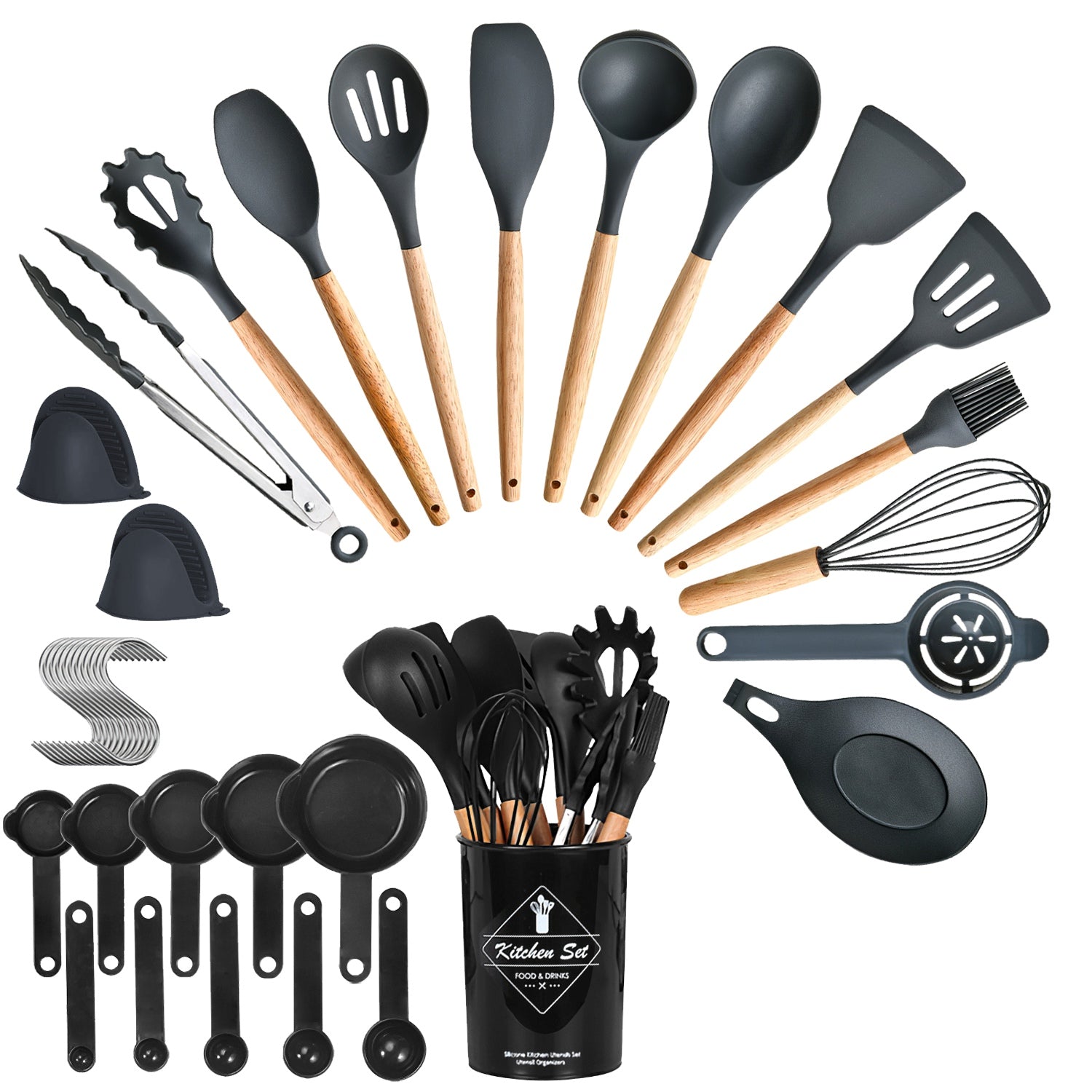 35PCS Kitchen Utensil Set Silicone Cooking Tools with Holder