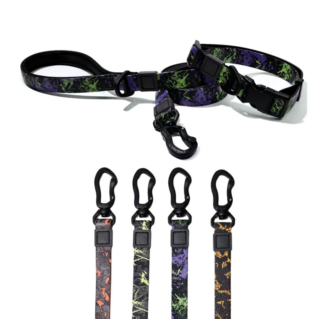 UV Printed Camouflage Embossed Pet Leash Set for Outdoor Use