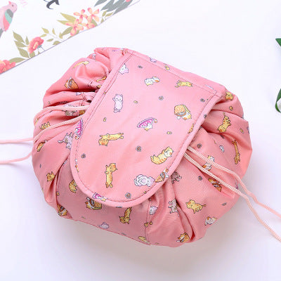 Animal Print Large Capacity Drawstring Cosmetic Storage Bag for Travel Use
