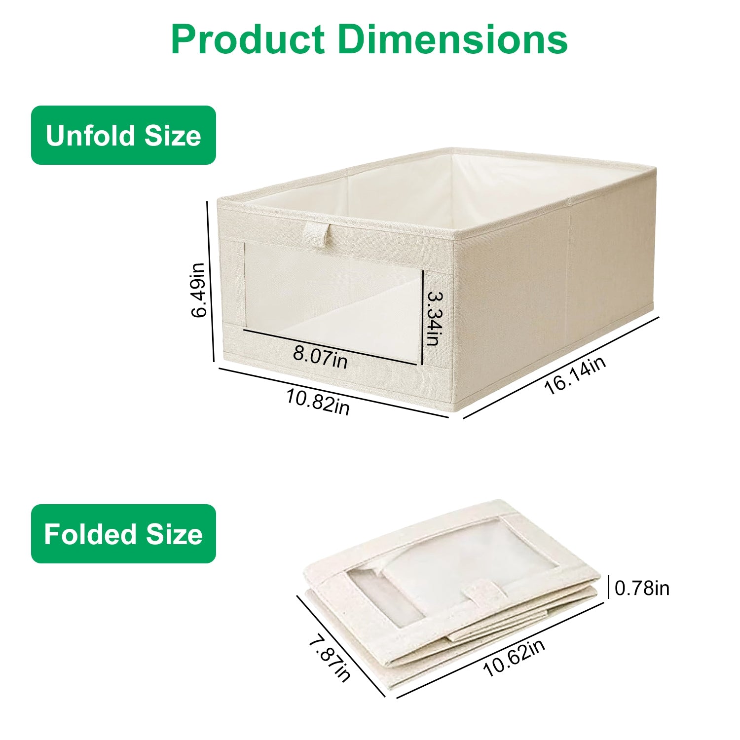 4Pcs Foldable Linen Storage Bins with Clear Window Closet Organizer