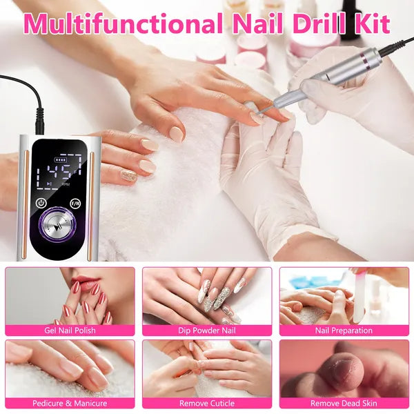Portable 45000 RPM Rechargeable Nail Drill Machine