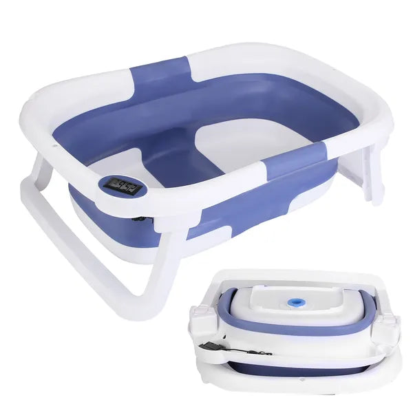 Collapsible Baby Bathtub with Thermometer Safe & Travel Friendly