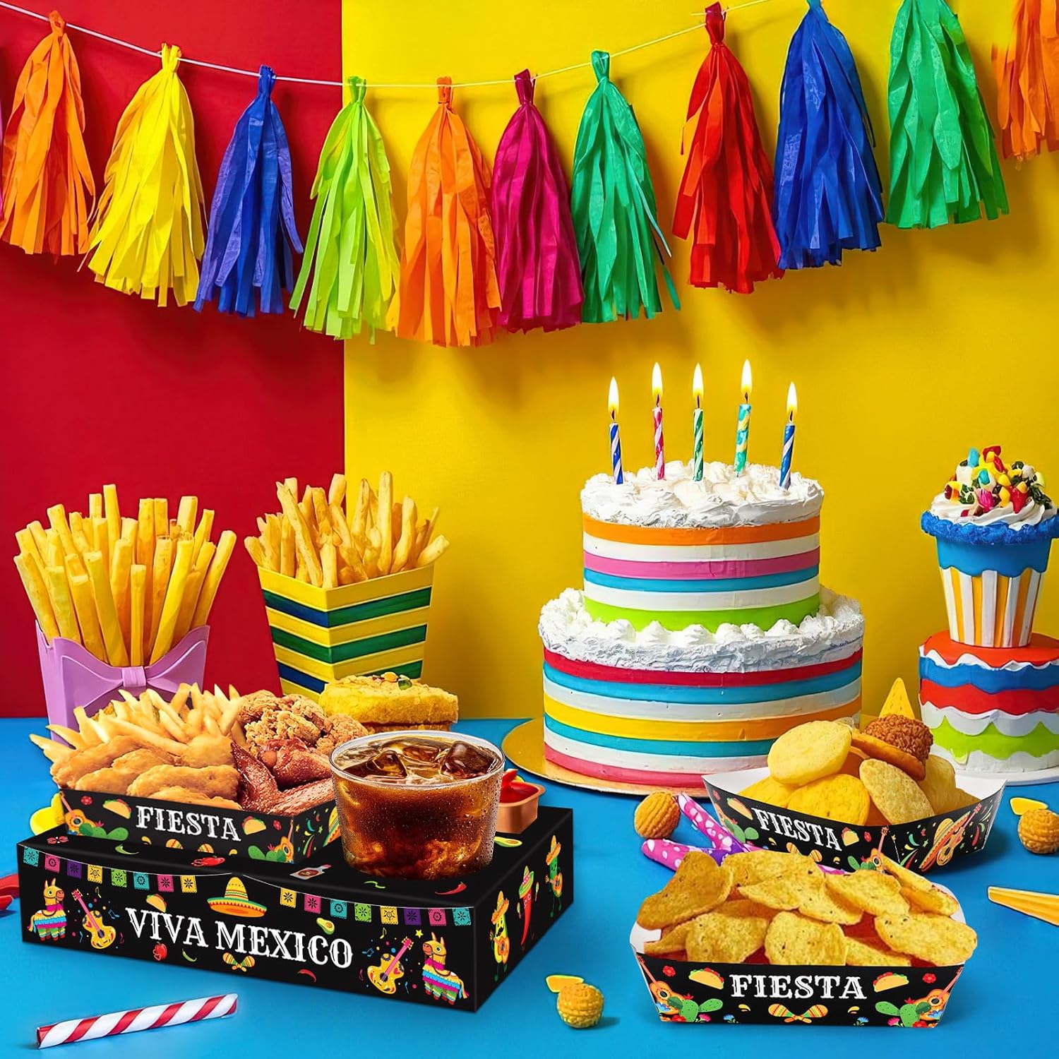 36pcs Fiesta Snack Trays Movie Night Popcorn Candy Party Boxes