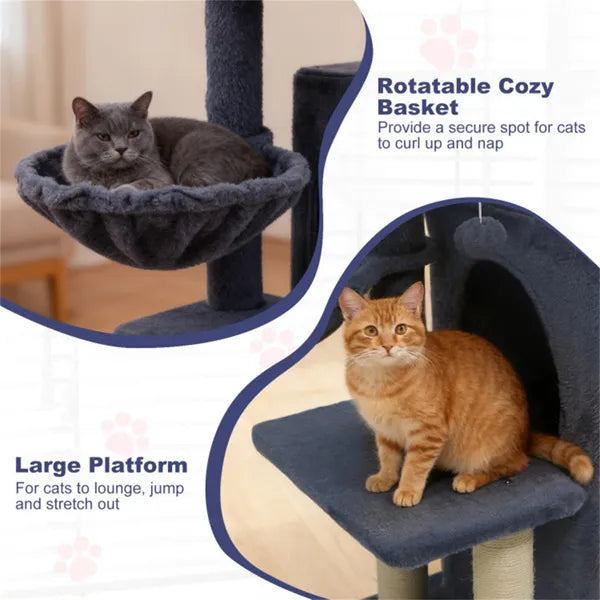 Premium Multi Level Cat Tree Condo with Sisal Posts and Stability