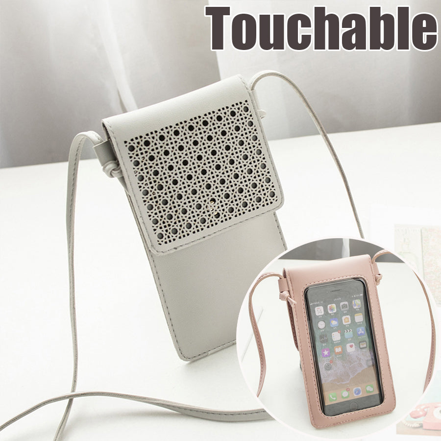 Crossbody Mobile Phone Bag with Clear Touch Screen Window Mini Pouch