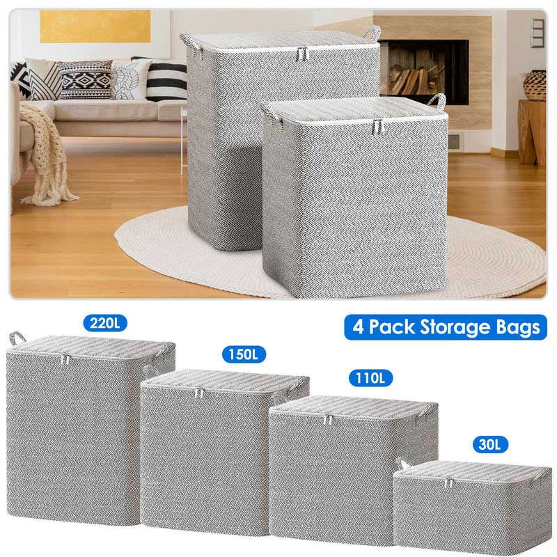 4 Pack Foldable Storage Bags Closet Organizer Large Capacity Set