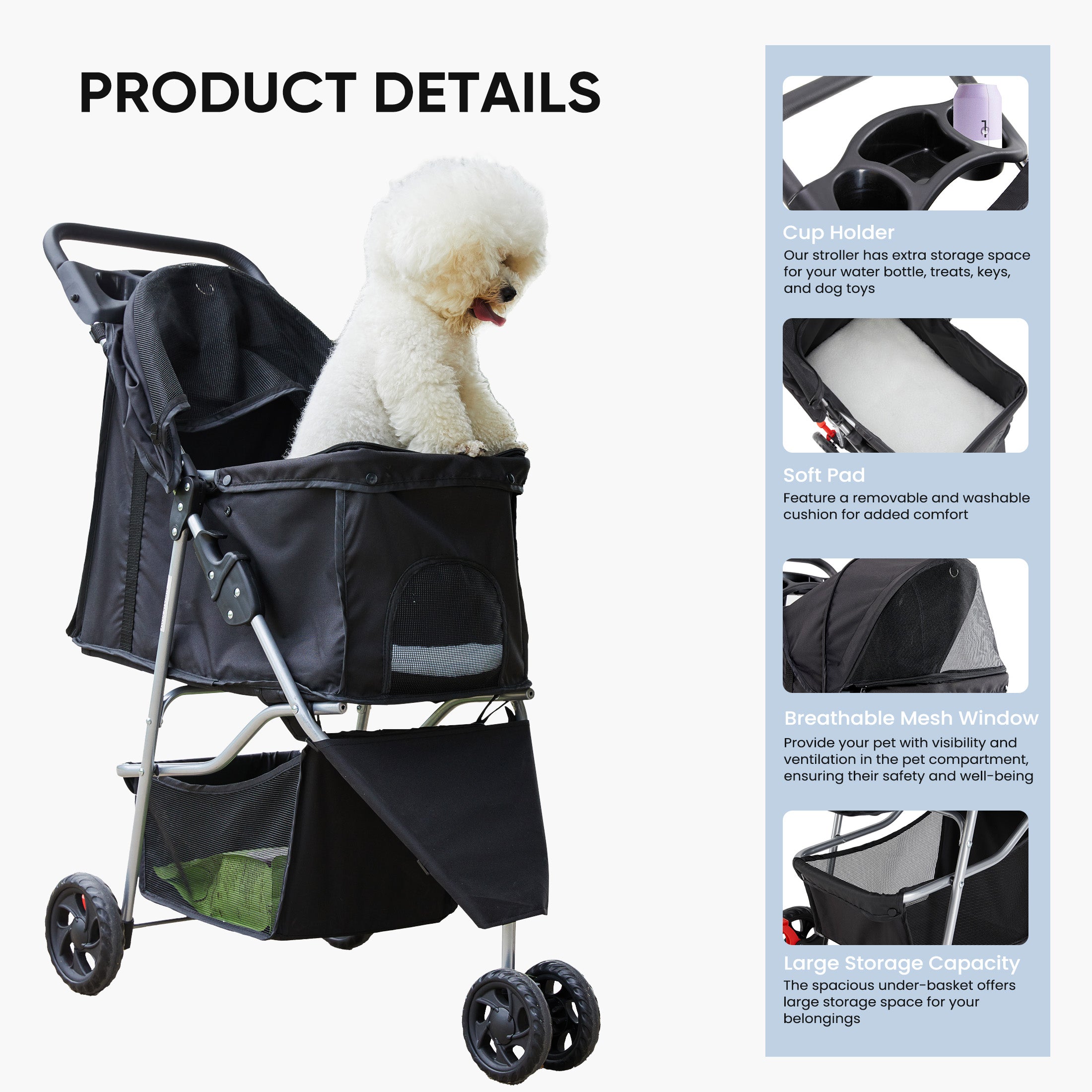 Ultimate Cat and Dog Pet Cart Comfortable Travel Carrier