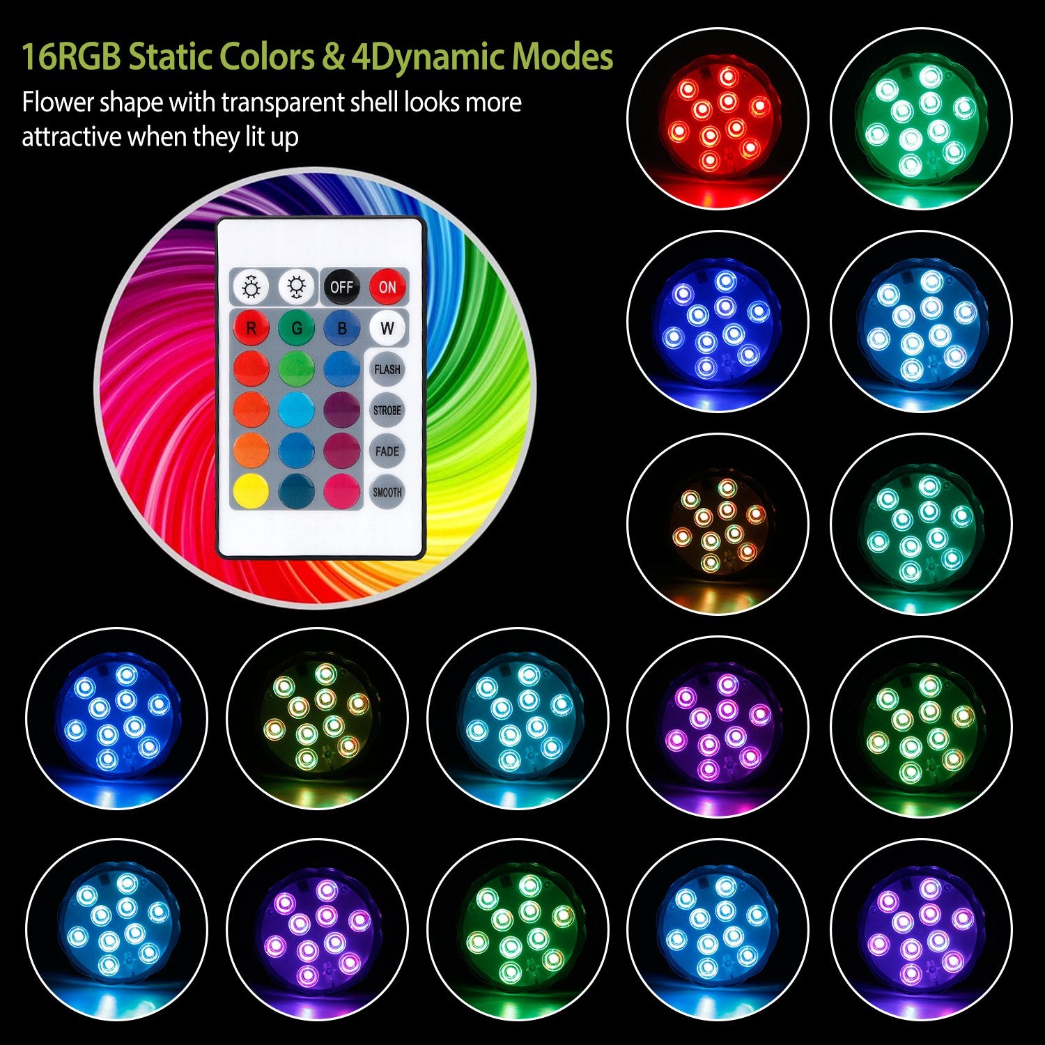 RGB Submersible Pool Lights Waterproof Remote LED Party Lights