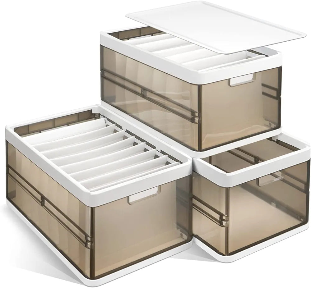 3 Pack Foldable Storage Bin Stackable Closet Organizer Box
