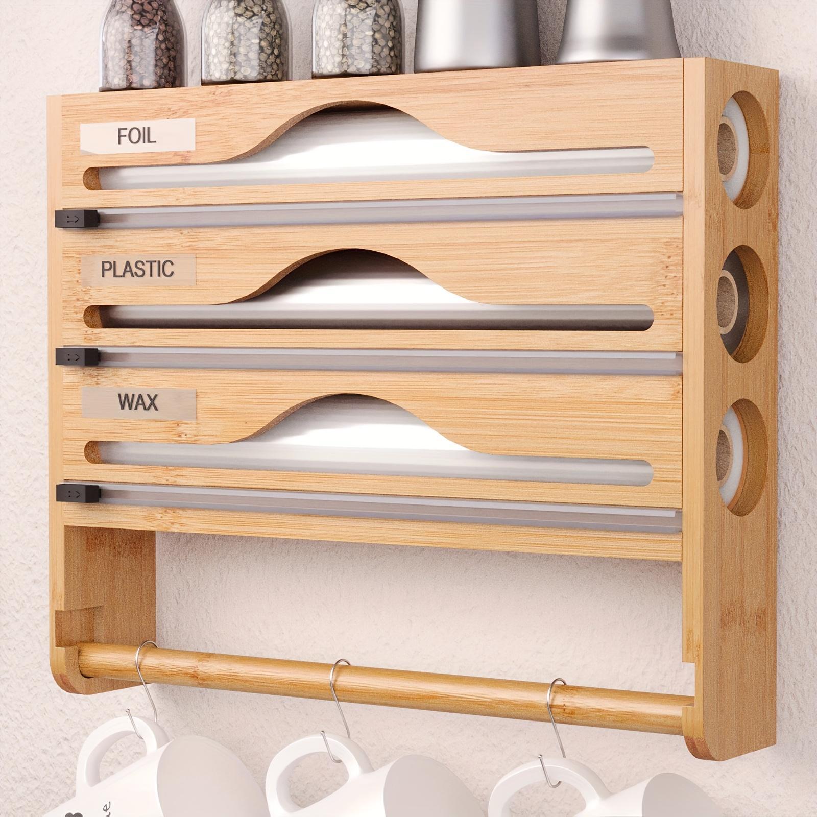 Bamboo Cling Film Cutter with Tissue Holder