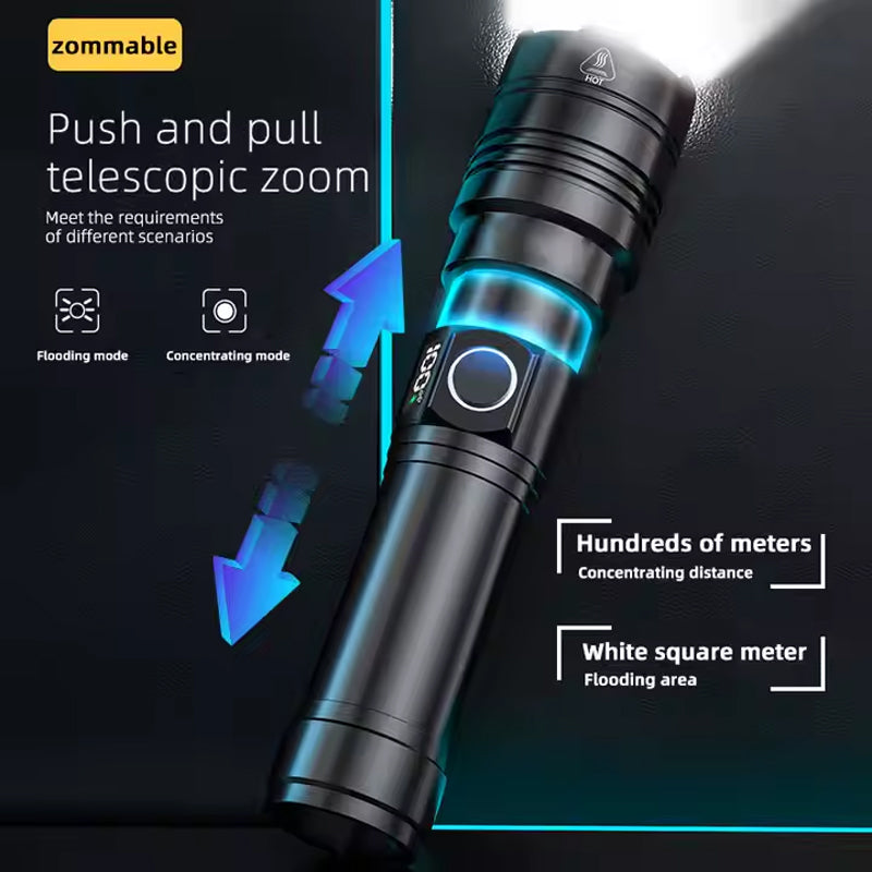 Ultra Powerful Rechargeable Flashlight 50000LM Zoom Waterproof