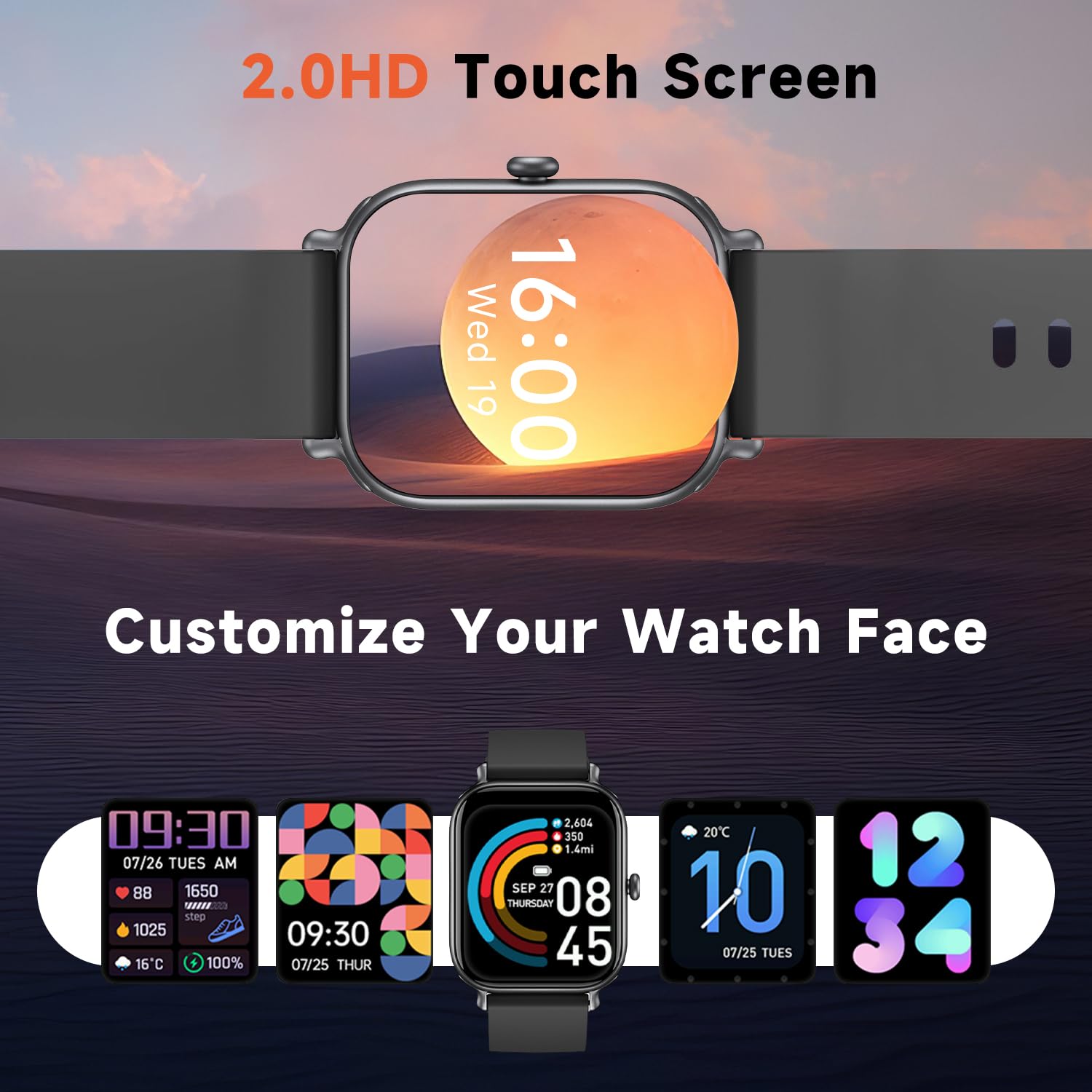 2.0 Inch HD Smartwatch Bluetooth Call IP68 Fitness Health Tracker