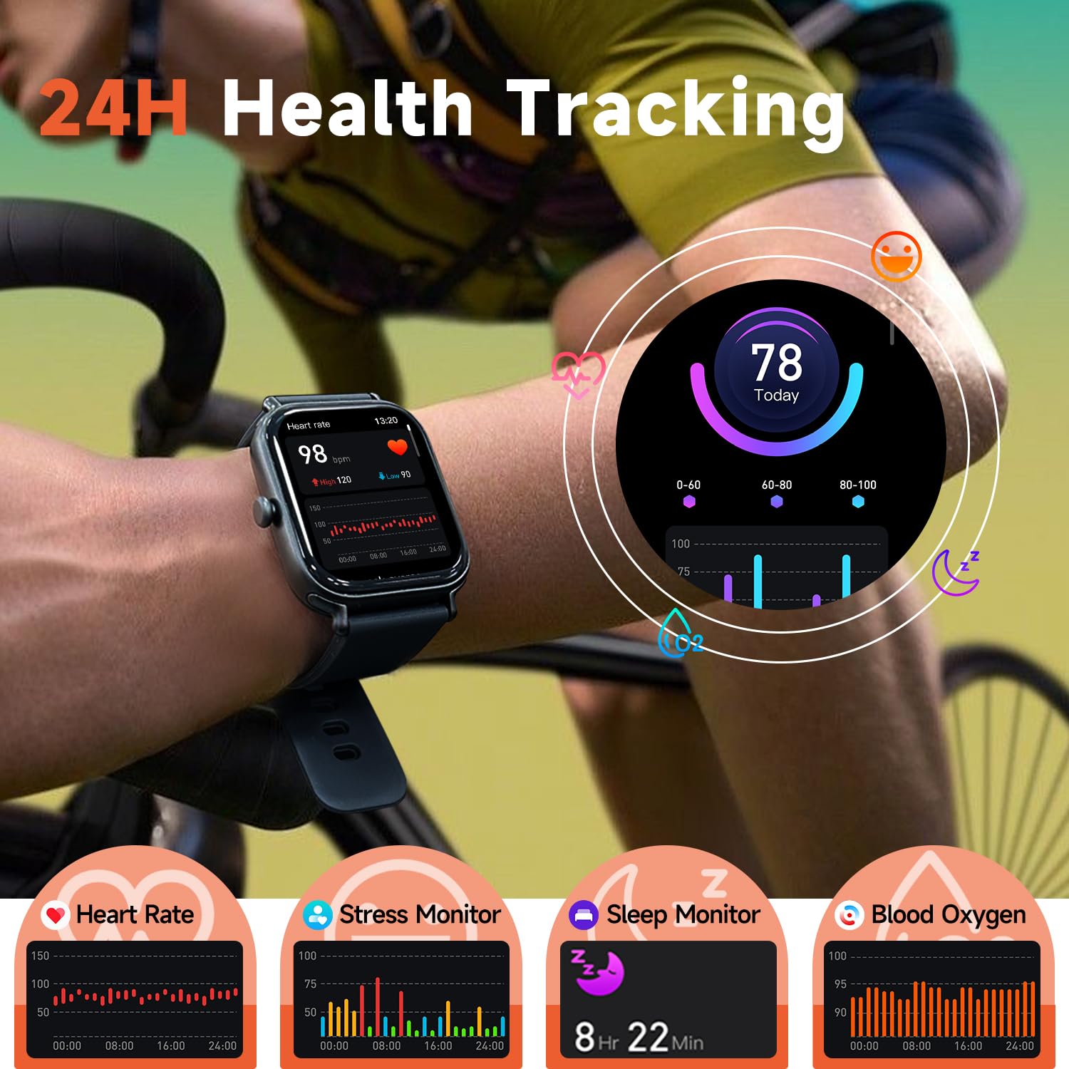 2.0 Inch HD Smartwatch Bluetooth Call IP68 Fitness Health Tracker