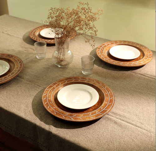 Handcrafted 13-Inch Wooden Charger Plate – Rustic Dining Decor