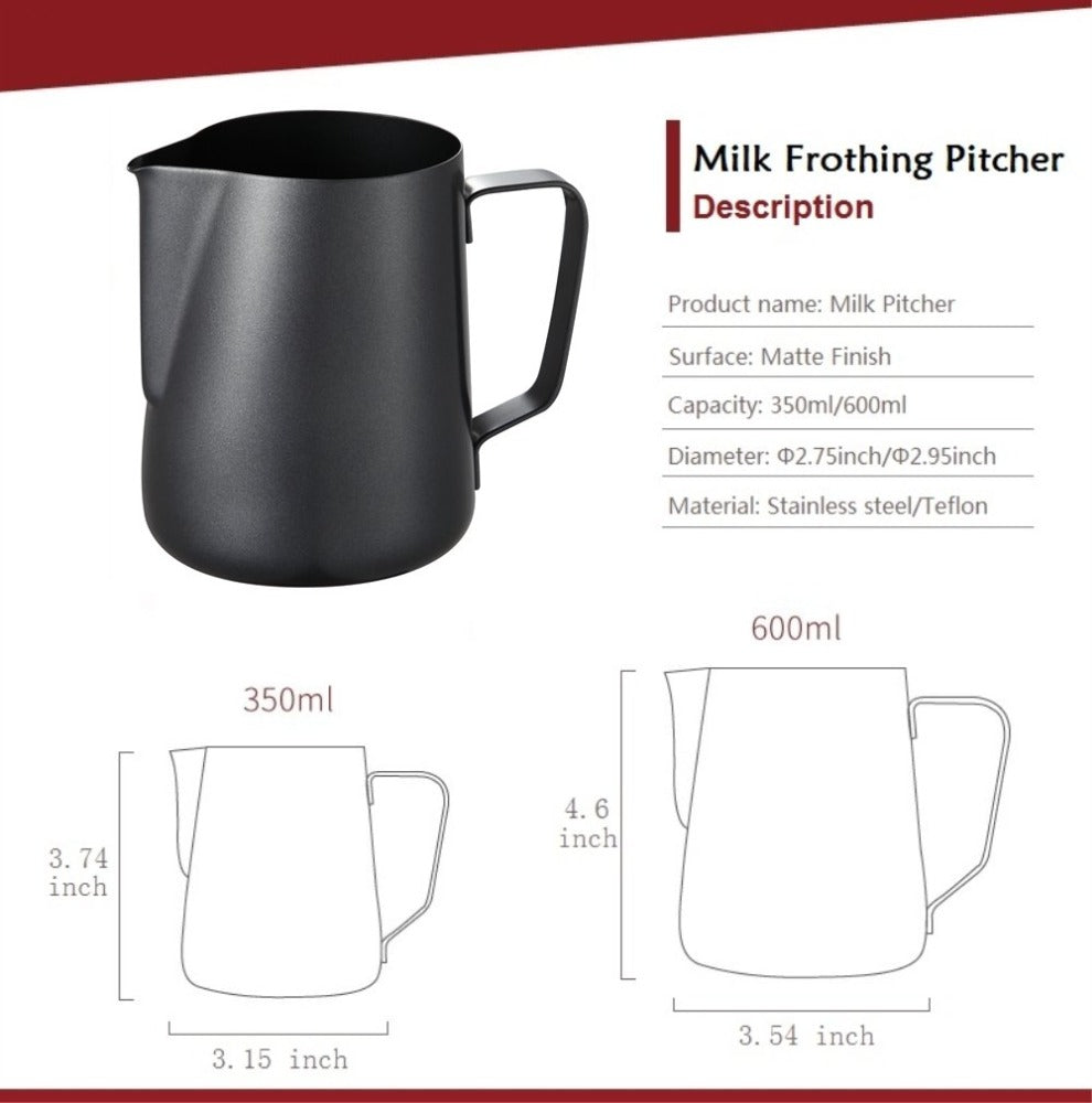 Stainless Steel Milk Frothing Jug 350ml Matte Finish