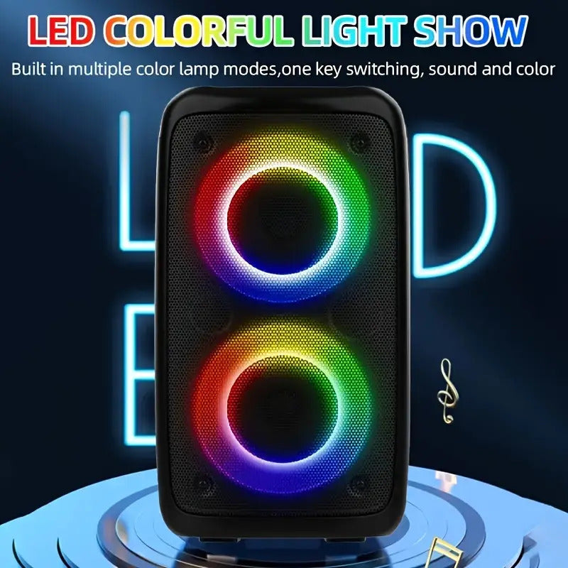 Portable Bluetooth Boombox Speaker with Disco Lights Mic Subwoofer