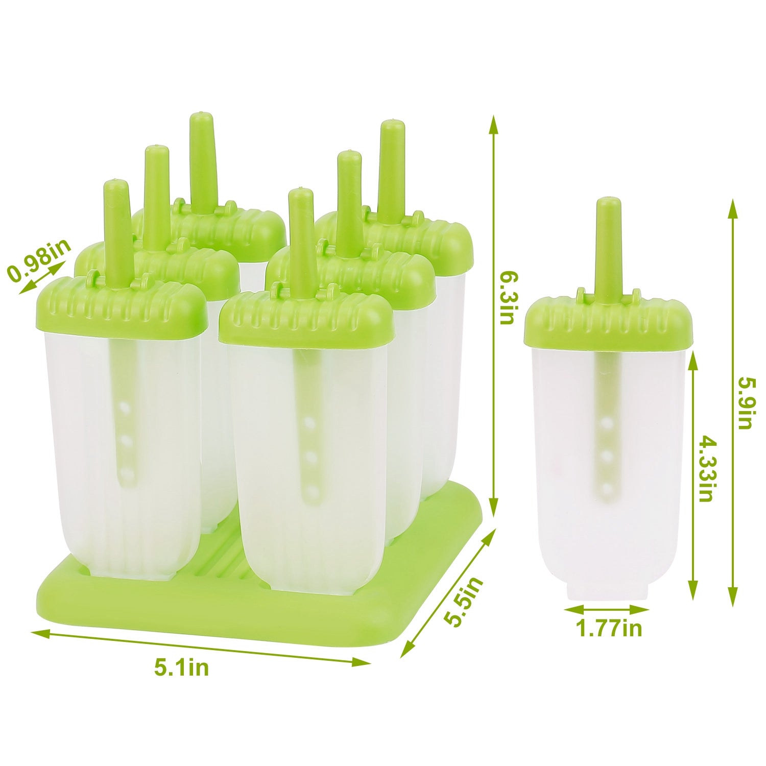 6 Cavity Reusable Popsicle Molds Ice Cream Maker