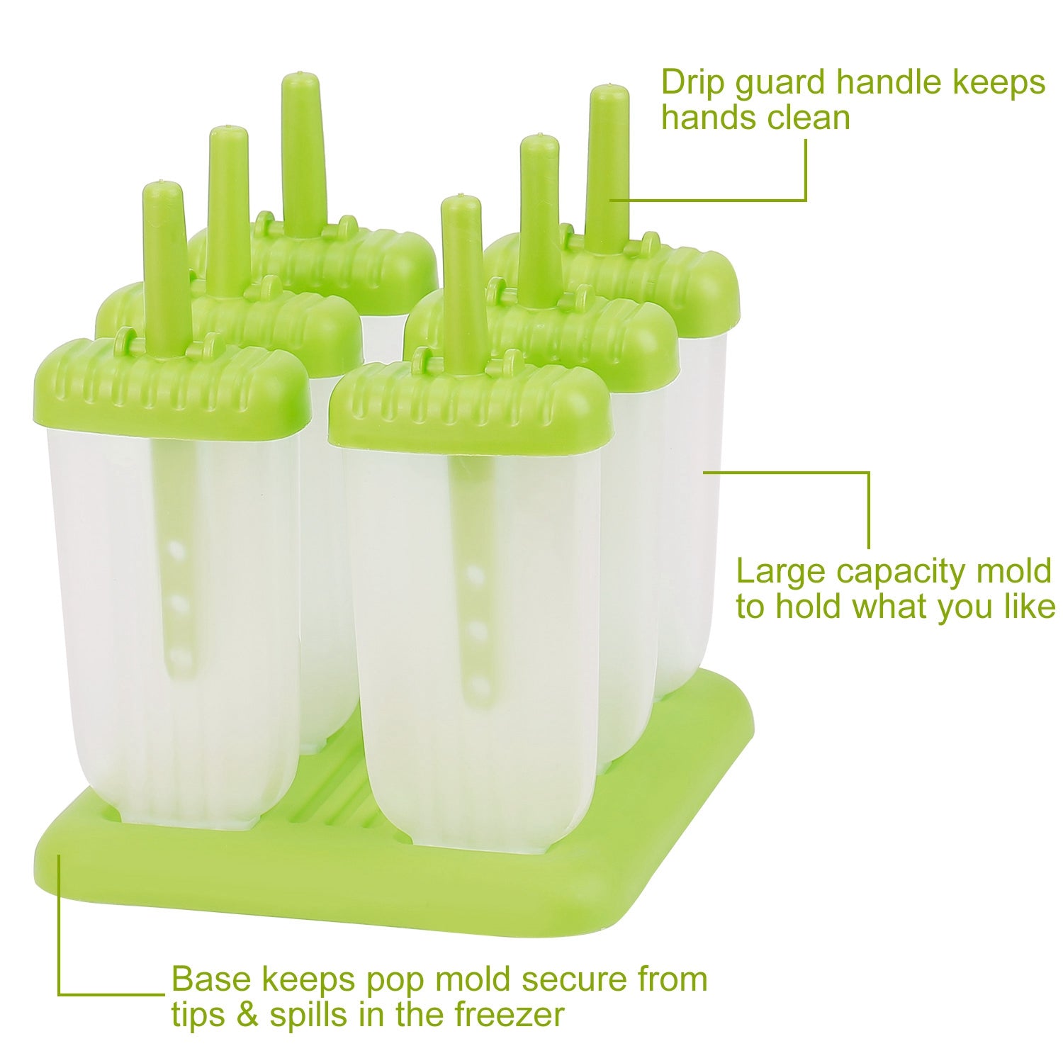 6 Cavity Reusable Popsicle Molds Ice Cream Maker