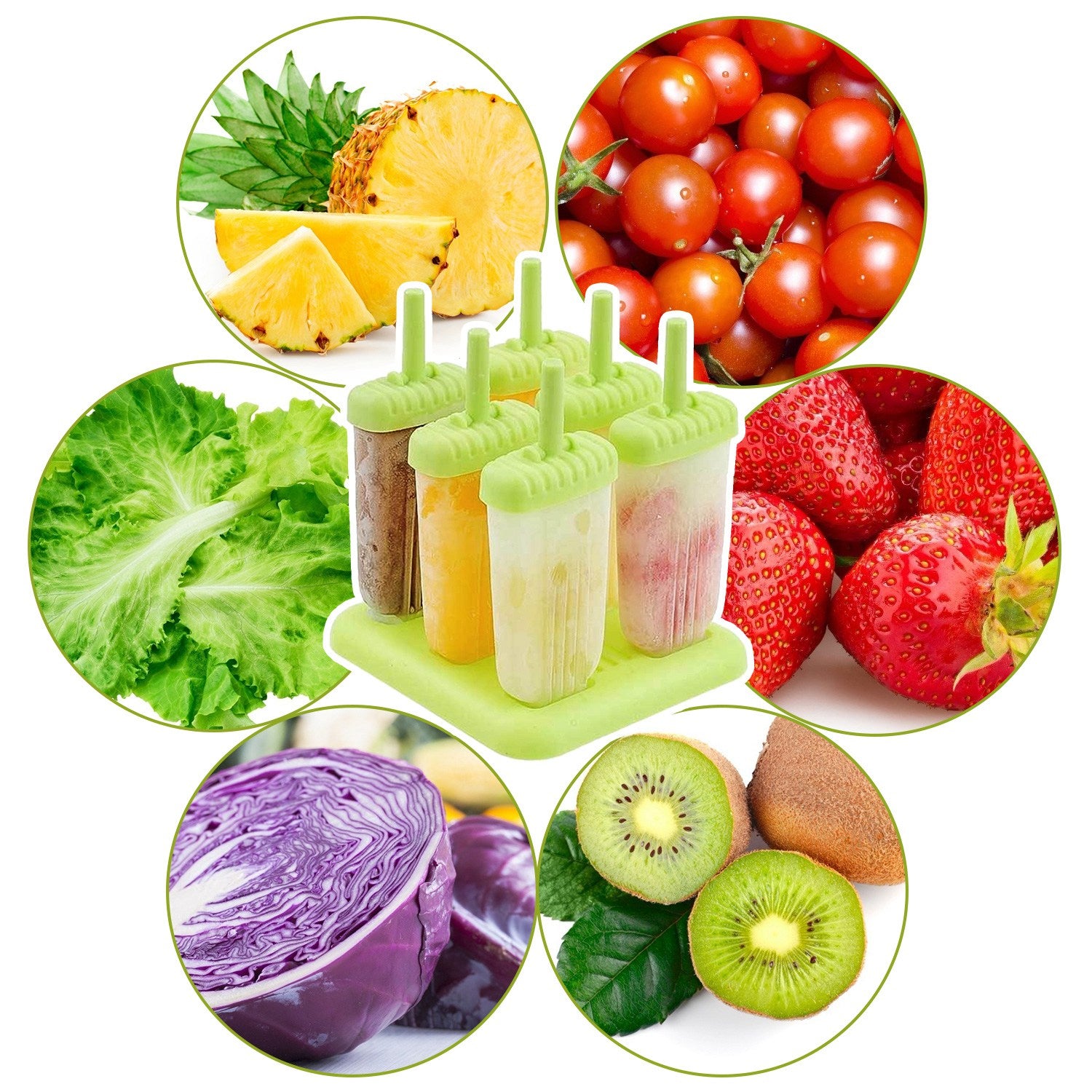 6 Cavity Reusable Popsicle Molds Ice Cream Maker