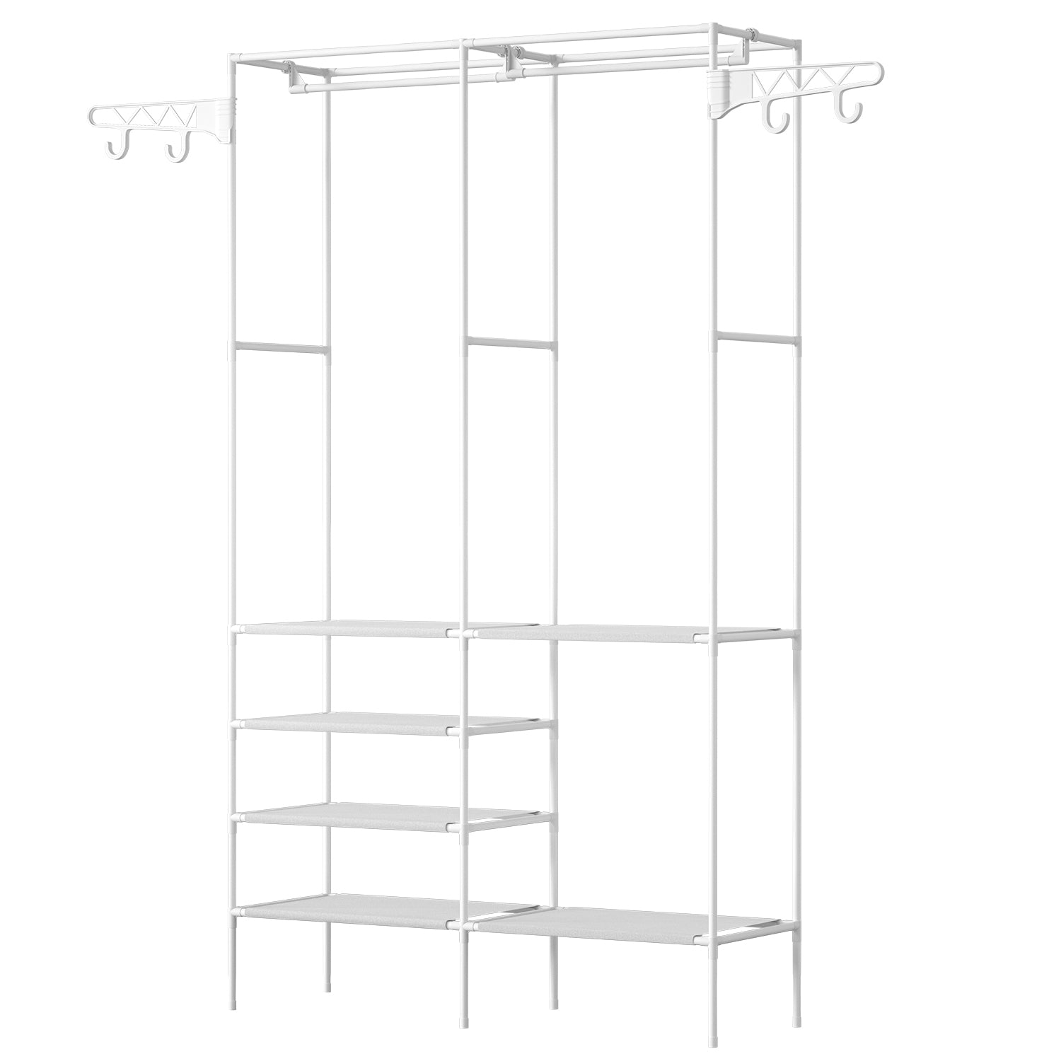 Metal Garment Rack Wardrobe with Shelves & Hanging Rods