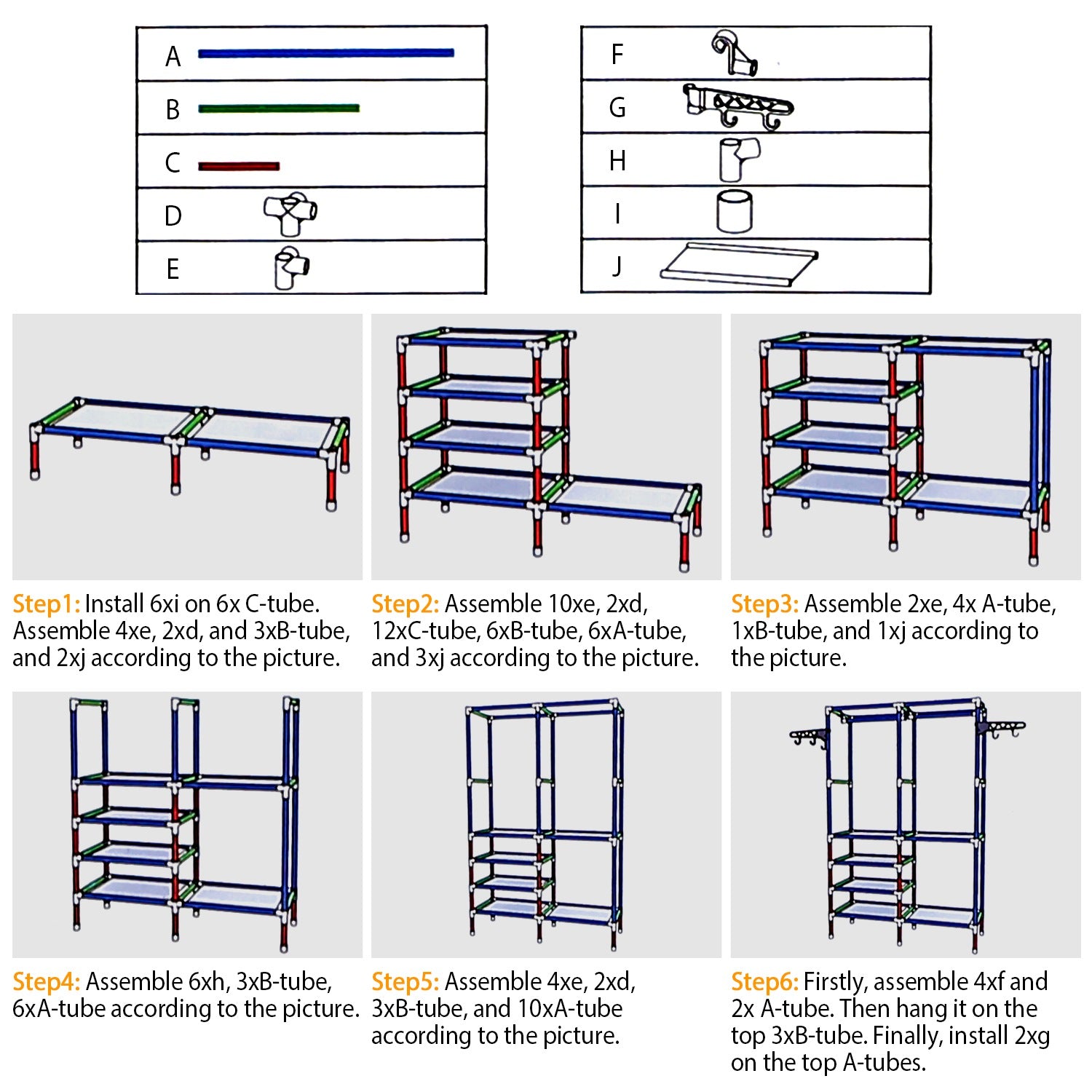 Metal Garment Rack Wardrobe with Shelves & Hanging Rods