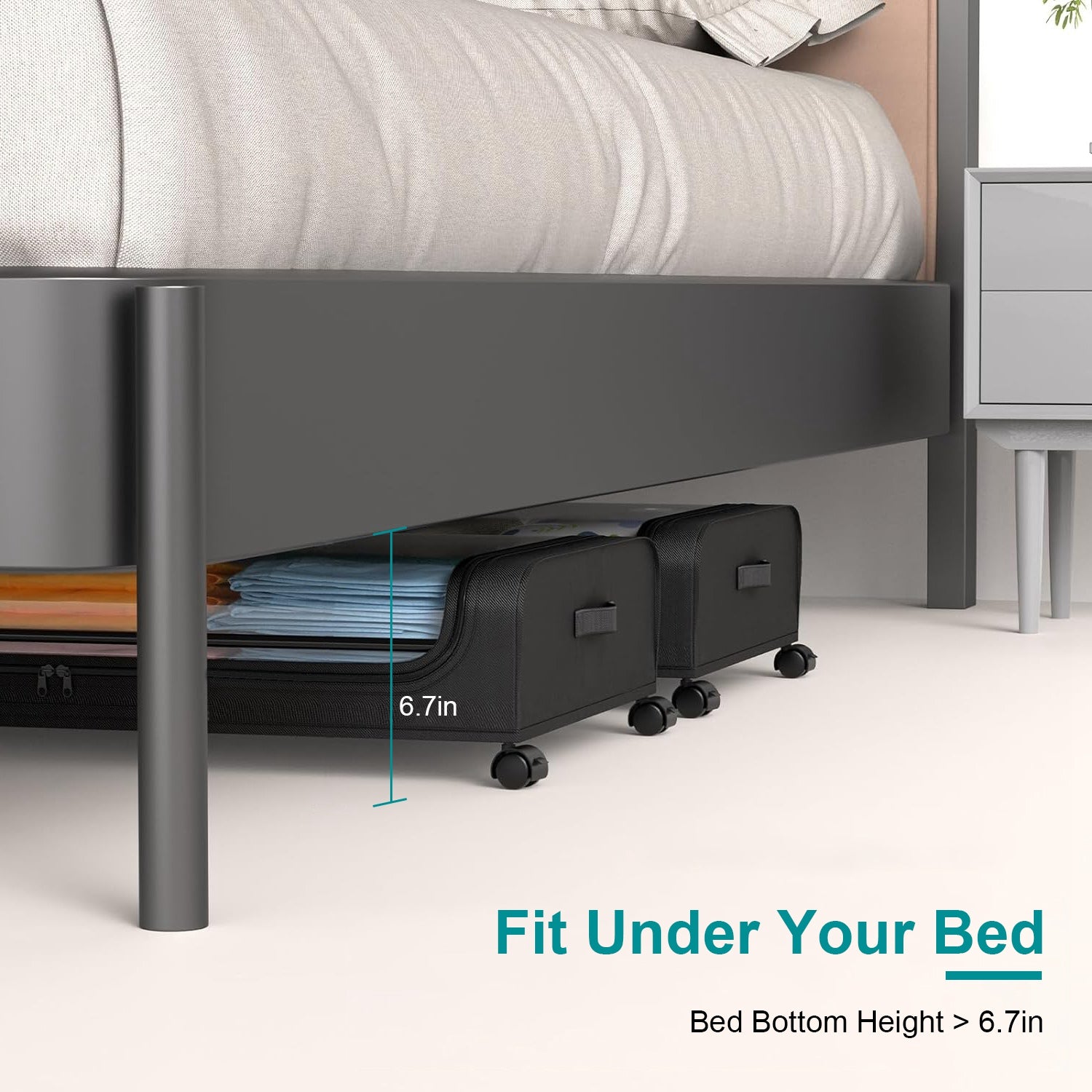 2Pcs Under Bed Storage Containers with Wheels Lid 42L Heavy Duty