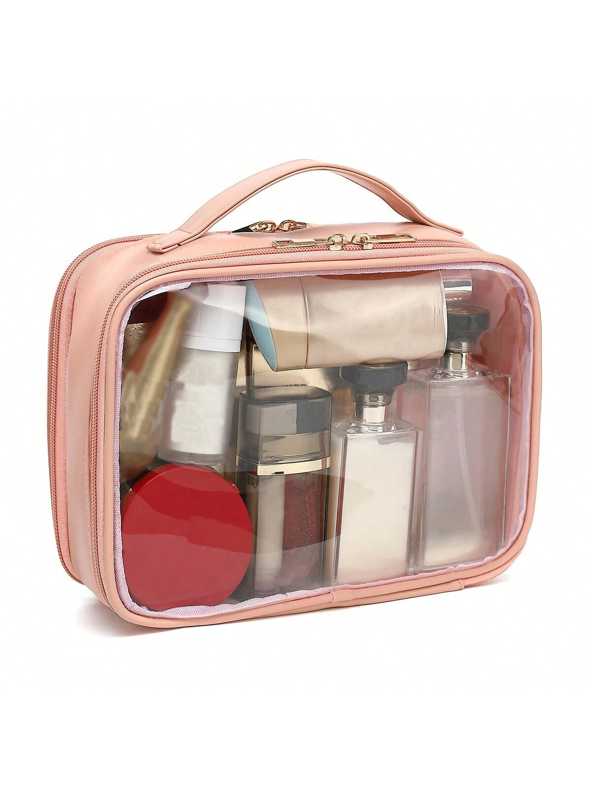 Clear Makeup Bag Travel Cosmetic Organizer with Brush Holder