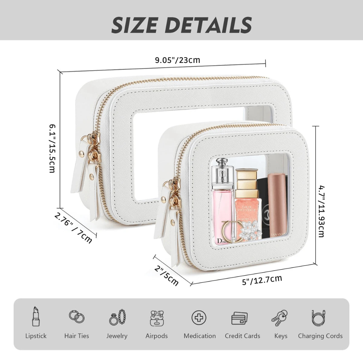 Clear Makeup Bag Travel Cosmetic Organizer with Brush Holder