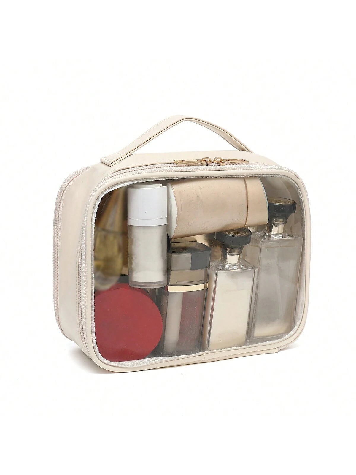 Clear Makeup Bag Travel Cosmetic Organizer with Brush Holder