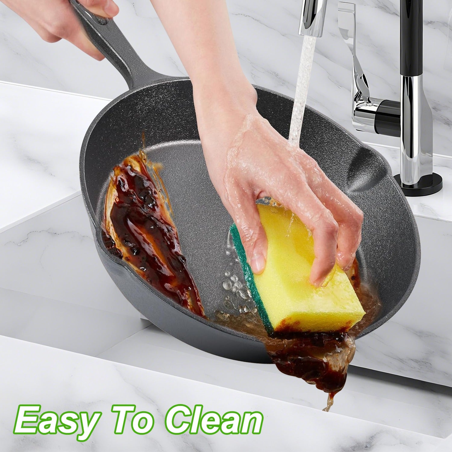 3Pcs Cast Iron Skillet Set Pre-Seasoned Cookware