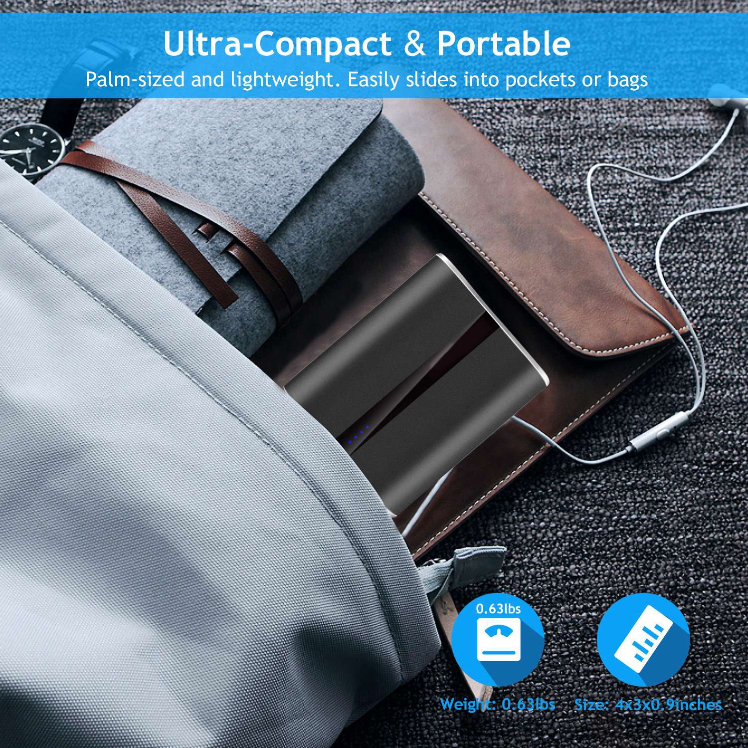 12000mAh Portable Charger Dual USB Fast Charging Power Bank