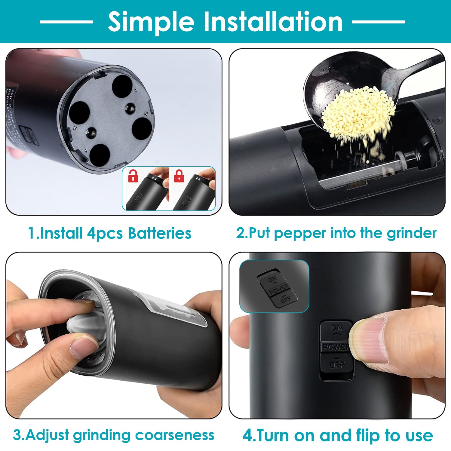 Automatic Electric Salt and Pepper Grinder