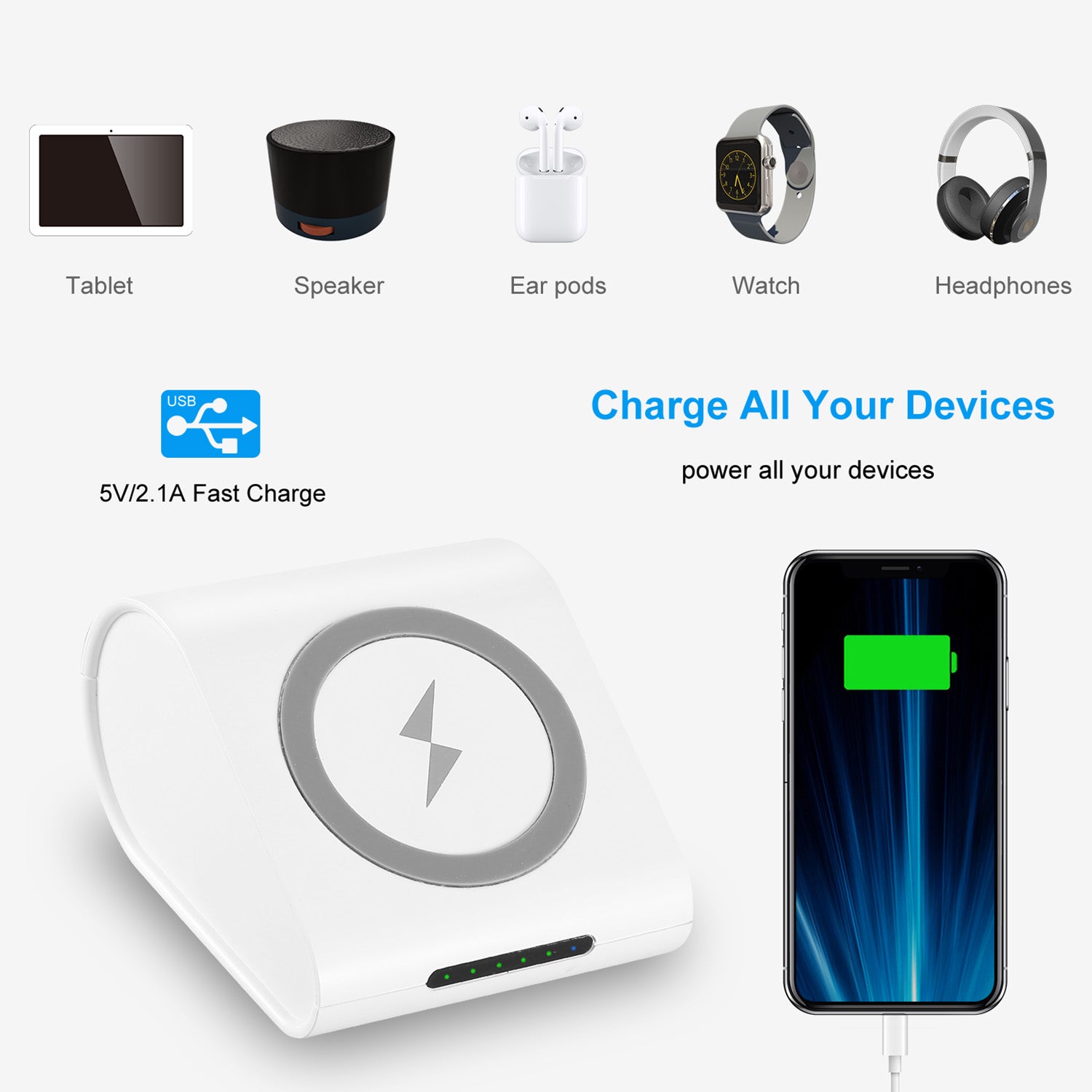 Qi Wireless Power Bank Fast Charging Portable Charger Backup