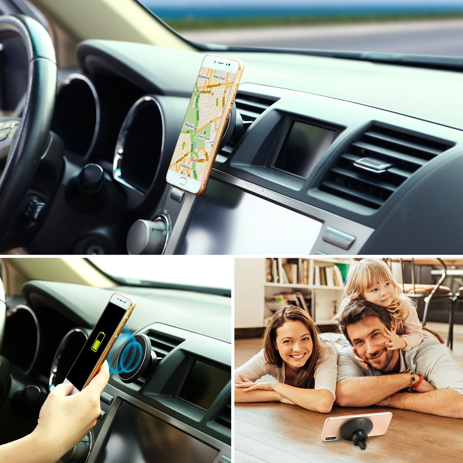Magnetic Qi Wireless Car Charger Fast Charging Phone Mount