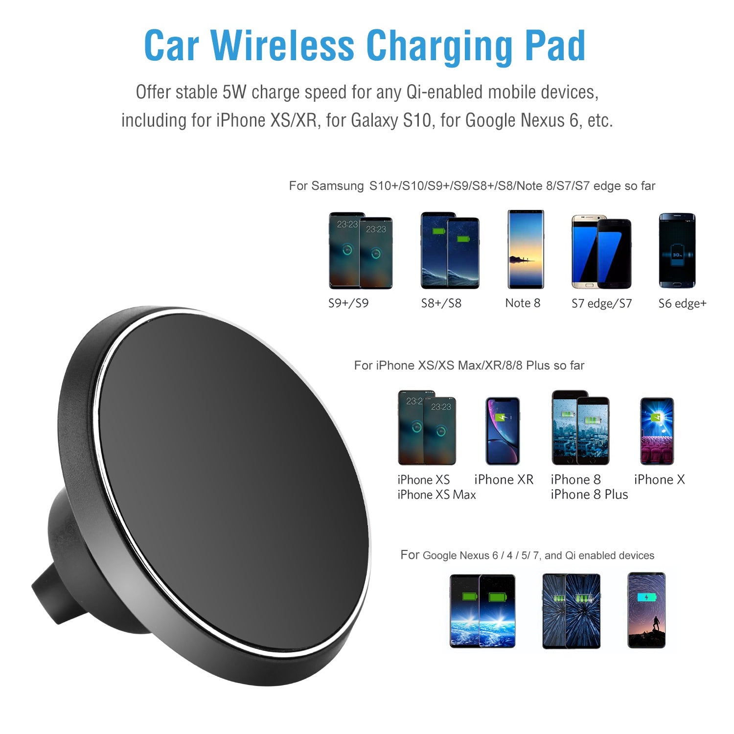 Magnetic Qi Wireless Car Charger Fast Charging Phone Mount