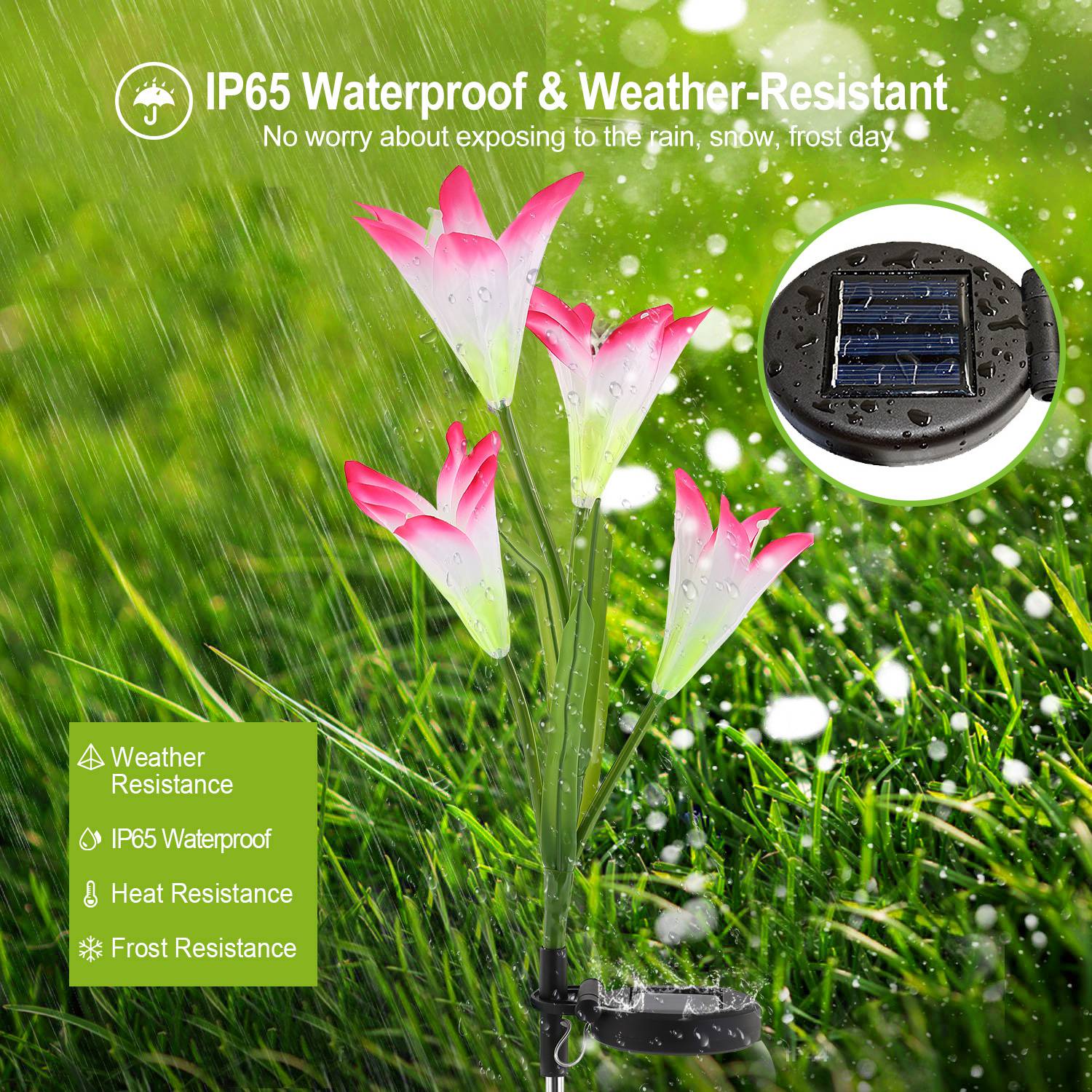Solar Lily Flower Lights Color Changing Waterproof Garden Decor